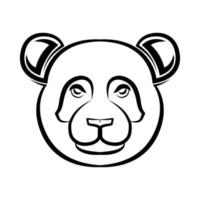 Black and white line art of panda head. vector