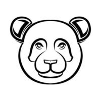 Black and white line art of panda head. vector