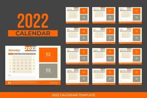2022 Desk calendar vector