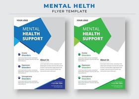 plantilla de volante de apoyo a la salud mental, volante de grupo de apoyo y póster vector