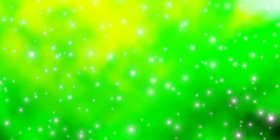 Fondo de vector verde claro, amarillo con estrellas de colores.