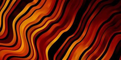 Dark Orange vector background with curved lines.