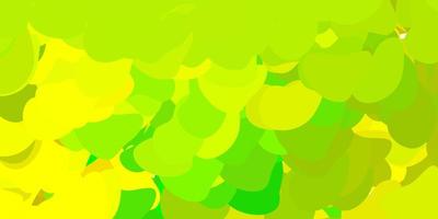 Light green, yellow vector backdrop with chaotic shapes.