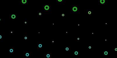 Dark green vector background with covid-19 symbols.