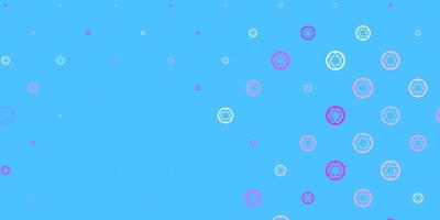 Light Pink, Blue vector template with esoteric signs.