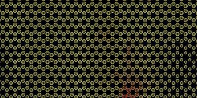 Dark Orange vector background with occult symbols.