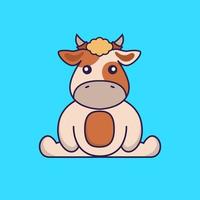 Cute cow is sitting. vector