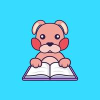 Cute rabbit reading a book. vector