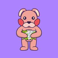 Cute rabbit holding a map. vector