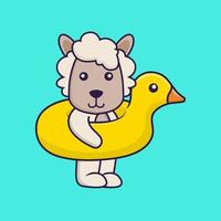 Cute sheep With Duck buoy. vector