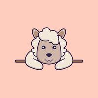 Cute sheep lying down. vector