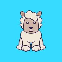 Cute sheep is sitting. vector