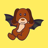 Cute dog is flying with wings. vector