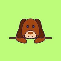 Cute dog lying down. vector