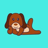 Cute dog lying down. vector