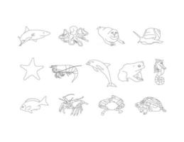 See Creatures line drawing clip art set vector