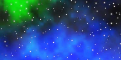 Fondo de vector azul oscuro, verde con estrellas de colores.