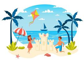 Summer vacation isolated scene vector