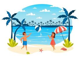 Summer vacation isolated scene vector