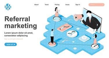 Referral marketing isometric concept for landing page vector
