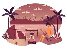 Summer vacation isolated scene vector