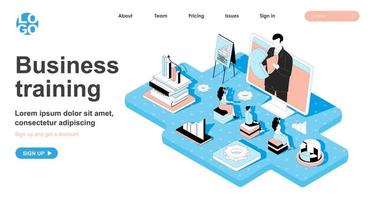 Business training isometric concept for landing page vector