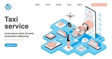 Taxi service isometric concept for landing page vector