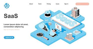 SaaS isometric concept for landing page vector