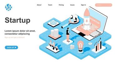 Startup isometric concept for landing page vector