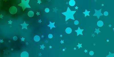 textura de vector azul claro, verde con círculos, estrellas.