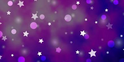 Light Purple vector template with circles, stars.