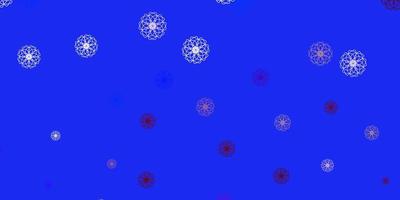 textura de doodle de vector azul claro, rojo con flores.
