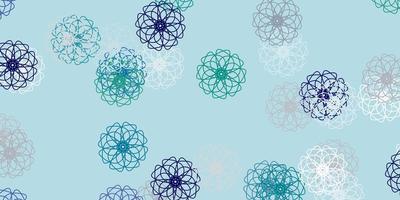 Fondo de doodle de vector azul claro con flores.