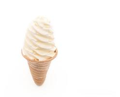 Vanilla ice cream cone on white background