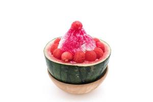 Watermelon bingsu dessert on white background photo
