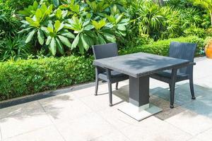 Outdoor patio with  chair and table photo