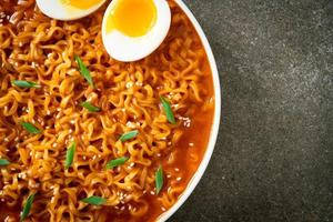 Korean instant noodles with egg photo