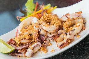 Fried squid with garlic photo