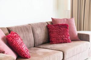 Beautiful pillow on sofa decoration in living room photo