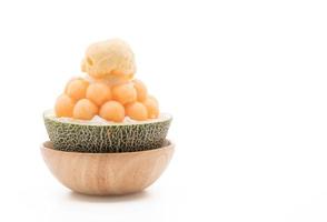 Ice melon Bingsu, famous Korean ice cream on white background photo