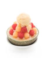 Ice melon Bingsu, famous Korean ice cream on table photo