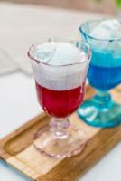 Glass of coconut ice cream with jelly photo