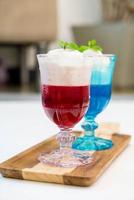 Glass of coconut ice cream with jelly photo