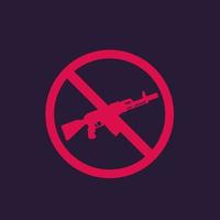 no guns sign with automatic rifle, vector for print and web