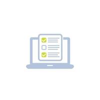 online survey form in laptop icon on white vector