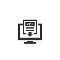 PDF download with computer icon vector