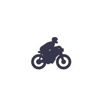 Rider on motorcycle icon on white vector