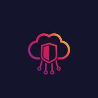 Secure cloud access, protected hosting vector logo