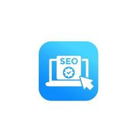 seo, search engine optimization icon with laptop vector