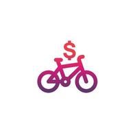 alquilar bicicleta, icono de vector de bicicleta en blanco